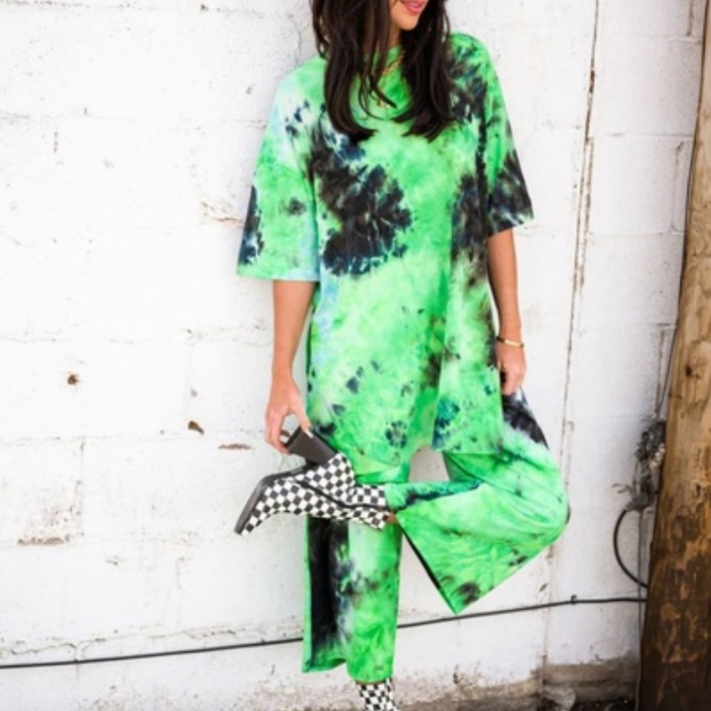 Dressed in LALA green tie dye ribbed set